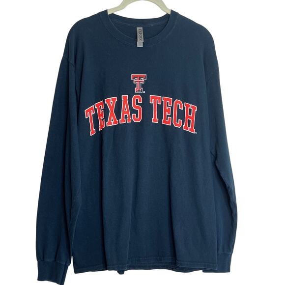 Texas Tech Womens Long Sleeve Tee Size Medium Navy Red Ouray Sportswear - Picture 1 of 5